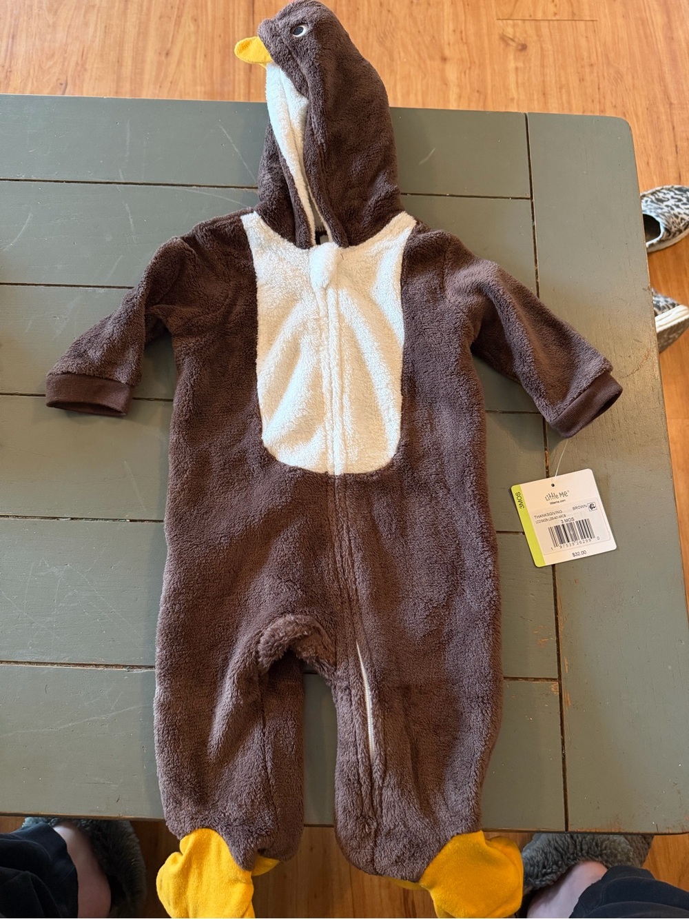 Cozy Brown Thanksgiving Turkey Fleece One-Piece for Kids
